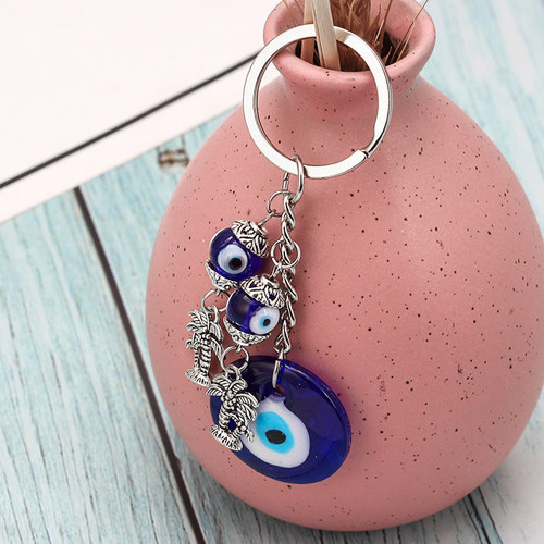 极速2021 Turkish Evil Eye KeychaBins Lucky Blue Eye Fatima H