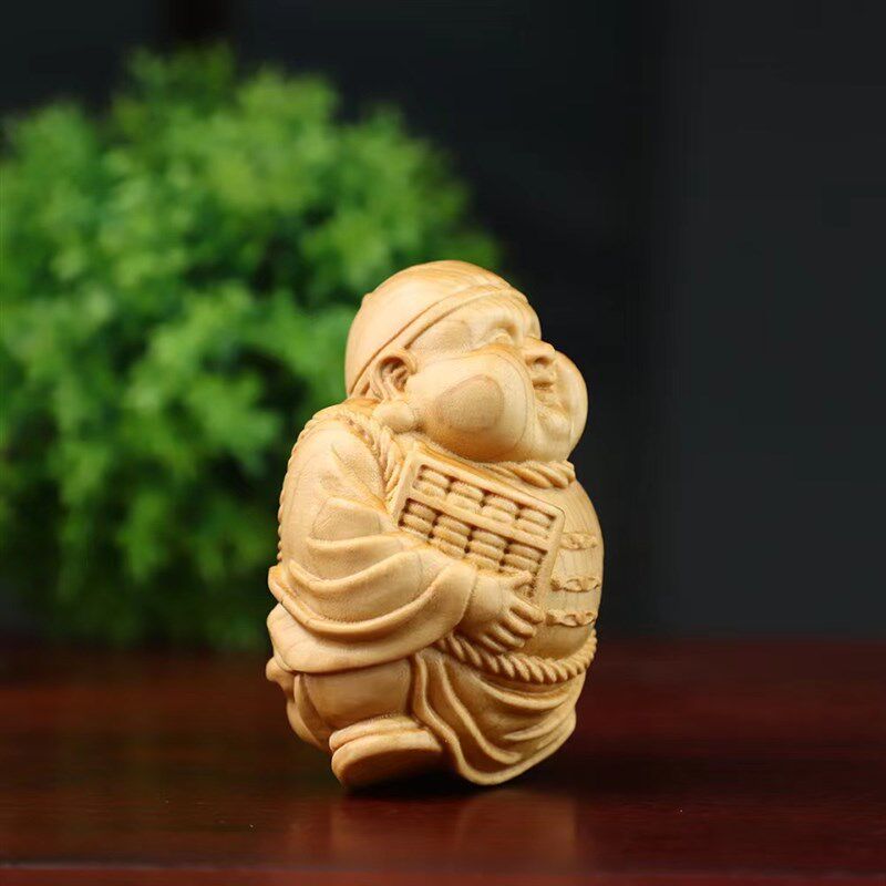 新品崖柏木雕土财主小地主实木人C物随身文玩手把件创意招财工艺