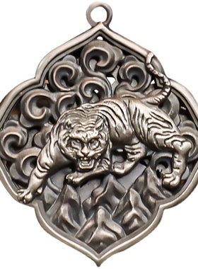 极速水虎年纯银白虎本命年吊坠藏式D风马旗经幡佛像吊牌复古民族