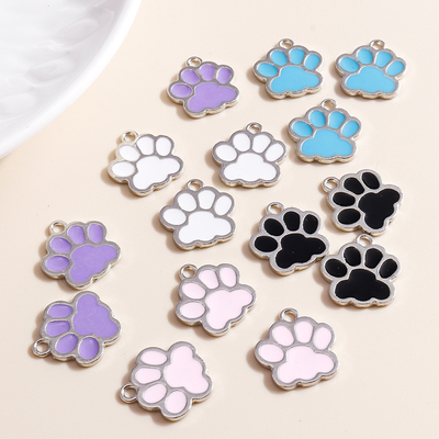 极速10pcs 16*17mm 5 Color Dog Paw Print Charms fTor Jewelry