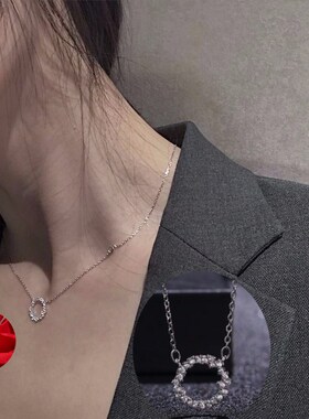 极速Fashion Circle Necklace ywith Cubic Zirconia Simple Styl