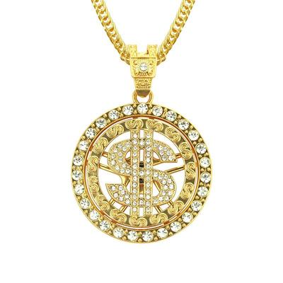 极速Hip Hop Diamond Turning Dollar Pendant NecklacVe Persona