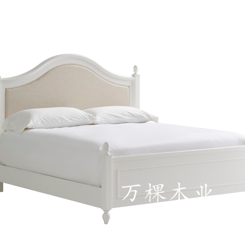 极速美式实木亚麻软包主卧双人牀卧室婚牀成人牀简约儿Z童单人牀