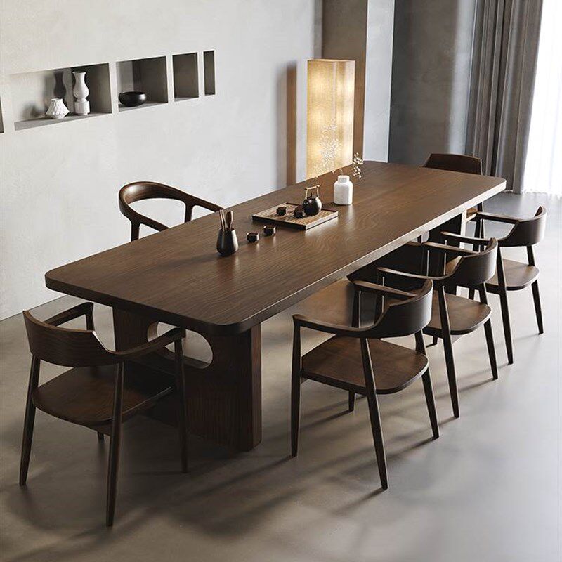 极速实木大板茶桌椅组合一桌五椅茶几办公室O客厅家用泡茶台新中