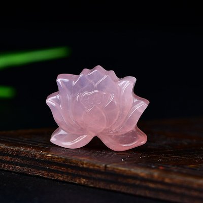 极速天然粉水晶彩萤l石莲花摆件小号花朵天河石原石雕刻DIY吊坠饰