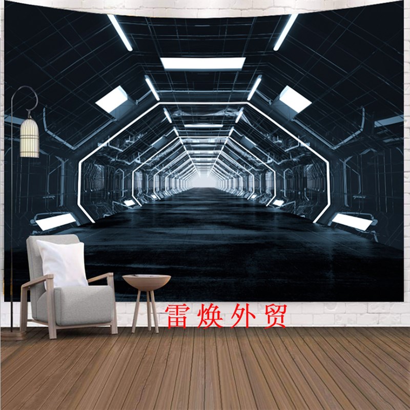 工业风立体空间大号挂布3tD效果隧道装饰画舞台KTV酒吧搭配背景布图片