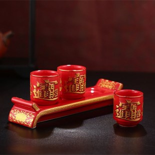 极速佛具佛前摆件供佛财q神土地供杯纯铜连座高脚酒杯茶杯贡杯包