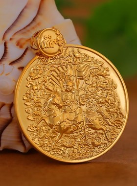 极速S990纯银格l萨尔王吊坠藏式民族风情侣款挂件银镀金格萨王吊