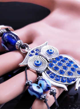 极速Animal Owl Lucky Blue Eye Key CFhain for Women Men Turki