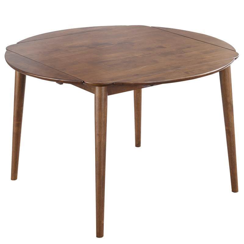 极速全实木折叠方餐桌q可伸缩小户型北欧纯家用可变圆形吃饭桌子