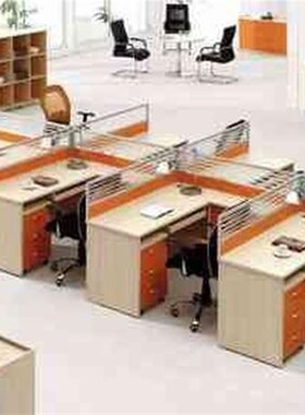 极速深圳橙色L型职员办公桌板式办公家俱1米4办公屏风Y卡位订制厂