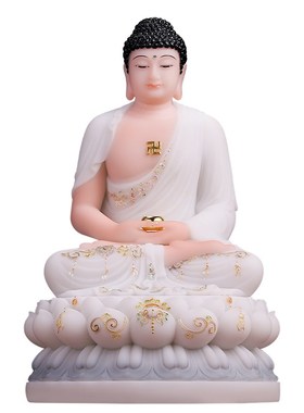 极速汉白玉释迦牟尼佛像室内w家用供奉摆件娑婆四圣寺庙全佛堂供