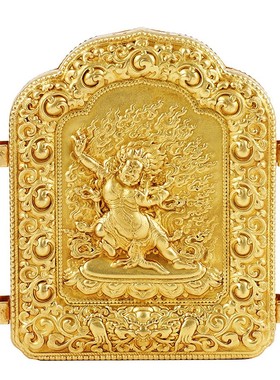 极速亚青金刚手嘎乌盒q吊坠藏传密宗佛牌西藏民族风纯铜款噶乌盒