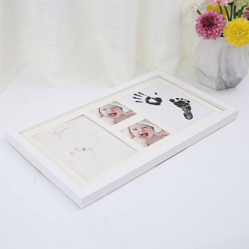 极速宝宝手足印泥胎毛纪念品百日手脚印相L框新生儿满月婴儿手印