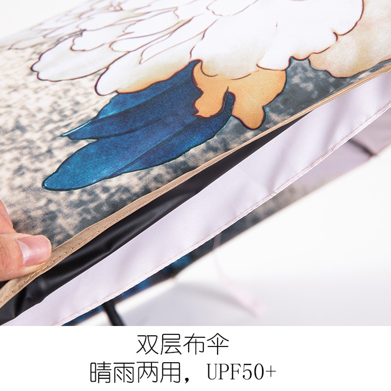 极速双层黑胶e双面印花复古抗UV防阳伞晴雨伞加厚不透Y光伞女夏防