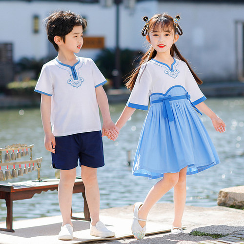 极速六一儿童班服夏季民族中国风幼儿园I园服小学生校服夏装古风