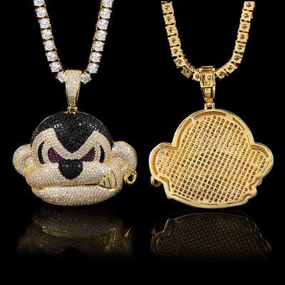 极速Hip-hop copper inlaid zircon steet gorilla pendantZ real