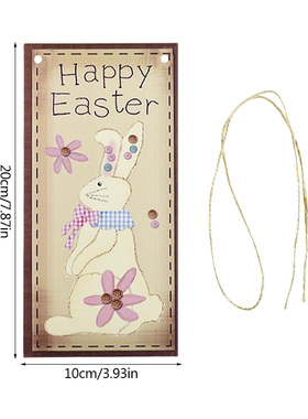 极速20x10cm Wood Easter Hanger Pendant Wooden BuSnny Egg Hap