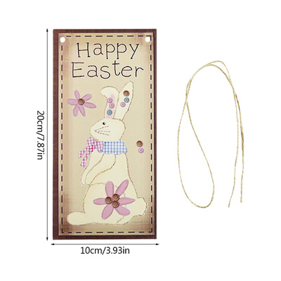极速20x10cm Wood Easter Hanger Pendant Wooden BuSnny Egg Hap