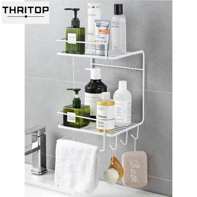 极速iron wall frame bathroom double deck racPk shelf hanger