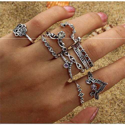 极速10Pcs/Sget Ring women fashion retro vintage 2022 accesso