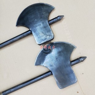 极速仿古双斧武术器n材大斧斧头开山斧影视道具李逵板斧宣花斧兵