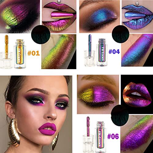 新品Dulele 3 Colors Multichrome ChameleonL Liquid Eyeshadow