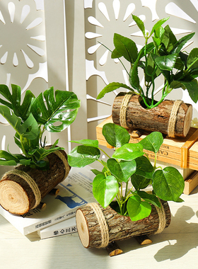 极速假花创意小摆件木盆仿真x绿植室内盆栽家居装饰品仿真花办公