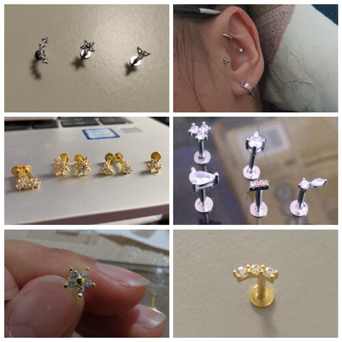 极速CANNER 1PC Multi Size White Zircon Blue OEye Earring For