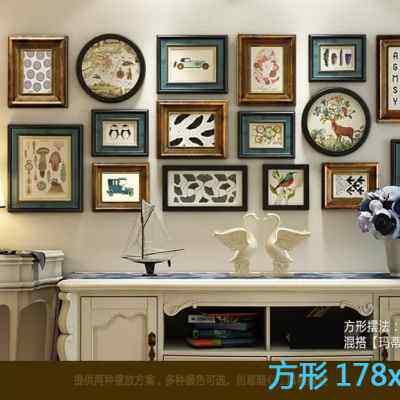 极速厂销美式实木照片墙客厅餐厅B装饰画背景墙轻奢相框免打孔挂