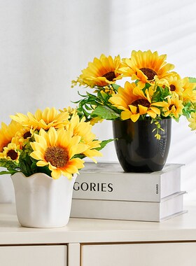 极速创意仿c真花花束小摆件假花摆设客厅餐桌迷你盆栽绿植室内家