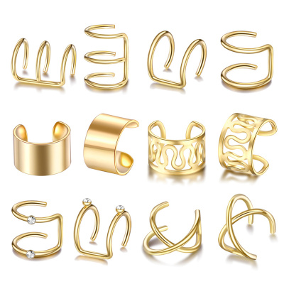 极速12pcs/set 2j020 Fashion Gold Color Ear Cuffs Leaf Clip E