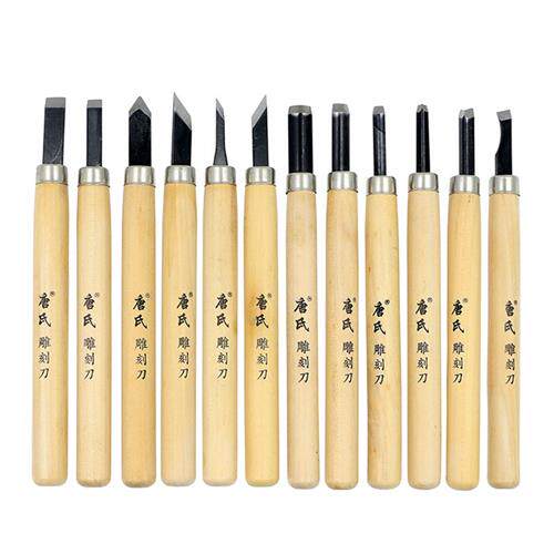 极速12支木刻刀木雕木工工具木雕刀手工橡皮章Q雕刻刀配磨刀石套