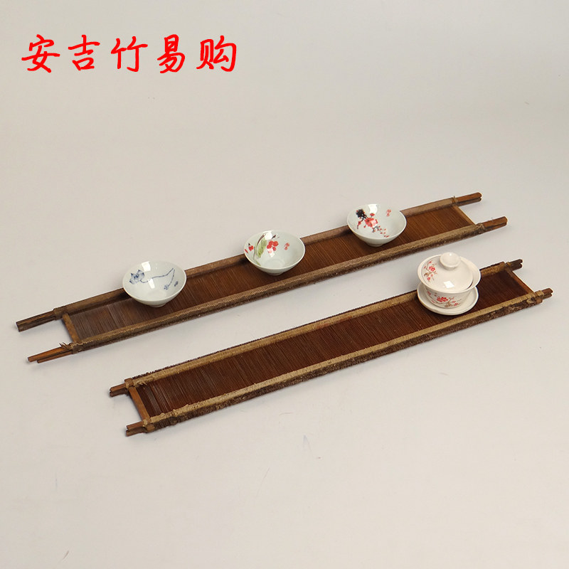 极速手工竹编茶杯架竹篦子竹排A茶道织布机竹筘茶席茶杯垫老织布