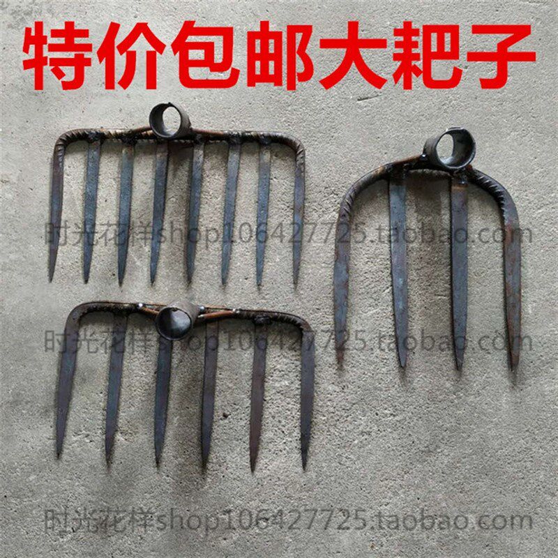 新品2021铁耙农用工w具钢耙子B抓钩钉耙三四齿耙松土耙翻土耙泥耙
