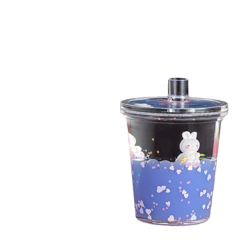 热销新款奶茶杯入油漂浮摆件创意卡通兔家居装饰笔V插油滴儿童生