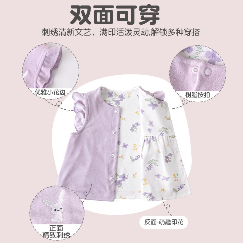 新生儿宝宝马甲春秋款婴儿衣z服秋装坎肩双面背心夏外穿马夹女