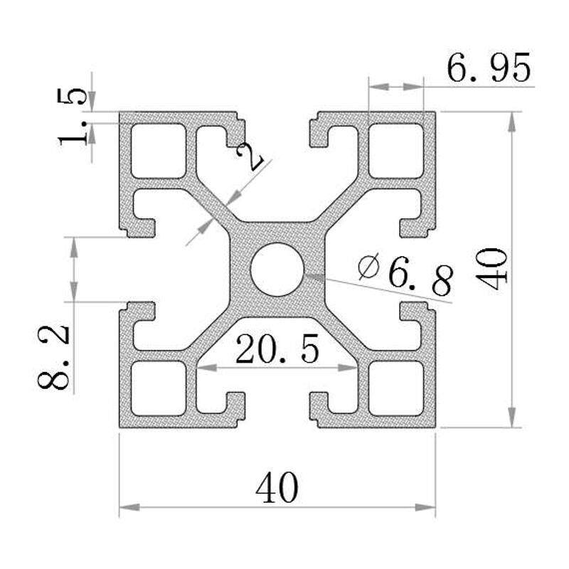 热销4040E直角边 工业铝型材铝合B金 黑色40直角方管 铝型材框架