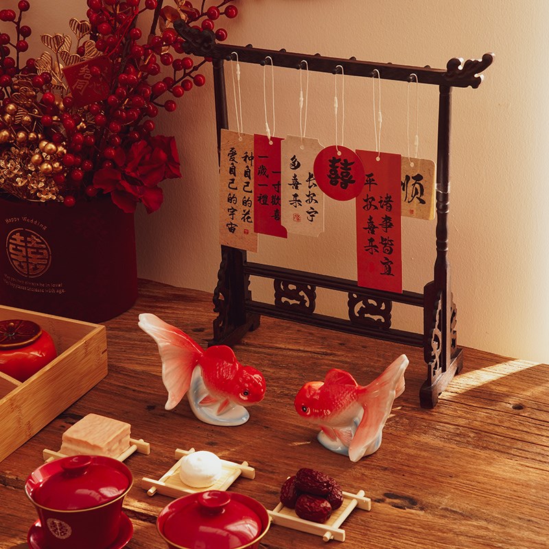 速发吾订婚品中式高感级木质笔架结婚家婚宴仪式感摆台布置装饰用