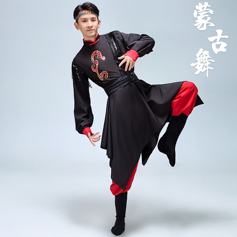 速发蒙古服士练舞蹈演出服成人男装少数民族服饰艺考男功服蒙族袍