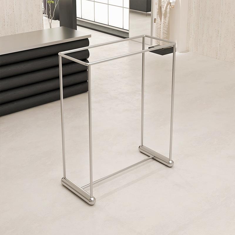 服装店展示架创意货架弧形不锈钢中岛男女装L型挂架陈列道具