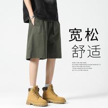 工装短裤男夏季新款纯棉休闲五分裤男士宽松中裤军绿色运动裤男款