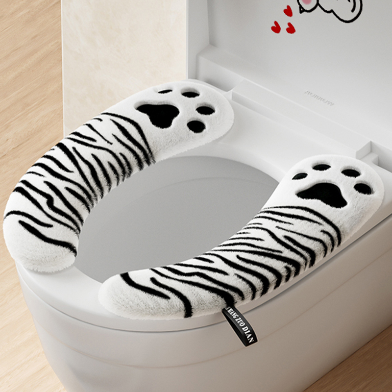 速发猫爪冬纹马加垫可爱坐垫家用防水黏贴式坐便器垫圈套条季桶厚