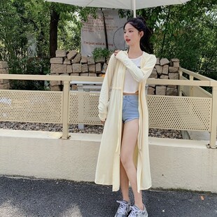 速发原纱全身防晒衣upf5外+防紫外线长款收腰凉感夏气开衫透季0套