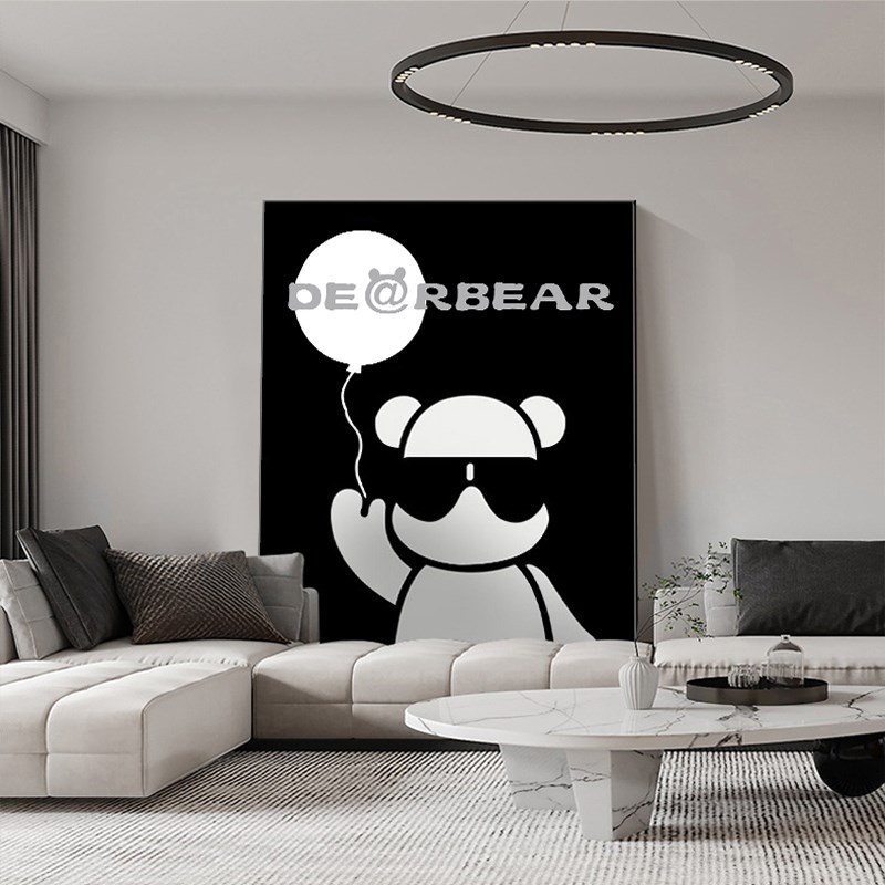 速发kaws墙饰画熊沙发背景装挂画客厅落地画电室房间卧竞挂画
