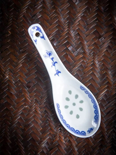 景德镇陶瓷小饭勺调羹茶匙 家用中式青花大粥勺 防霉高温餐具汤勺