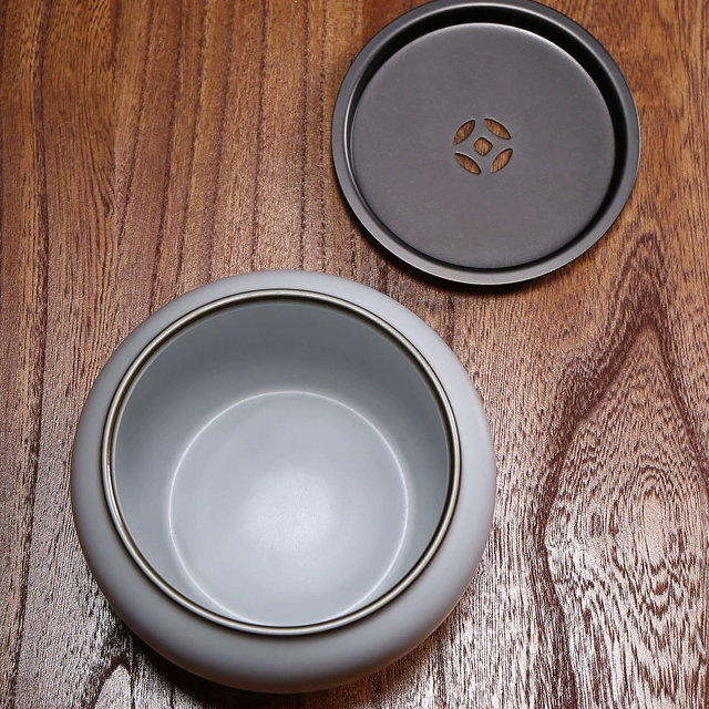 创意中式汝瓷烟灰缸大码带盖家用客厅防飞灰多功能茶渣废水盆建水