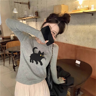 小个子超显身材长袖 德绒螺纹打底衫 秋冬内搭修身 新款 上衣xt 女