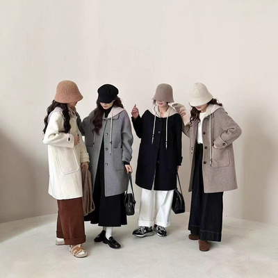 2025秋冬新款宽松休闲双面羊毛大衣中长款小香风百搭小个子短款ak