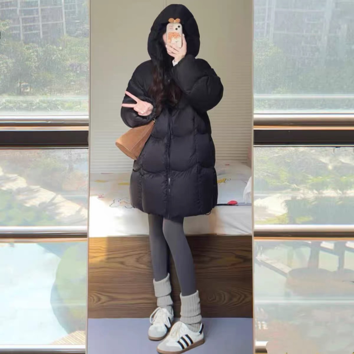 2025新款泡芙棉服外套女冬季中长款韩系保暖棉袄小个子棉衣xw